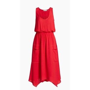Ramy Brook Hallie Women's Dress Midi Sleeveless Red Size Medium
